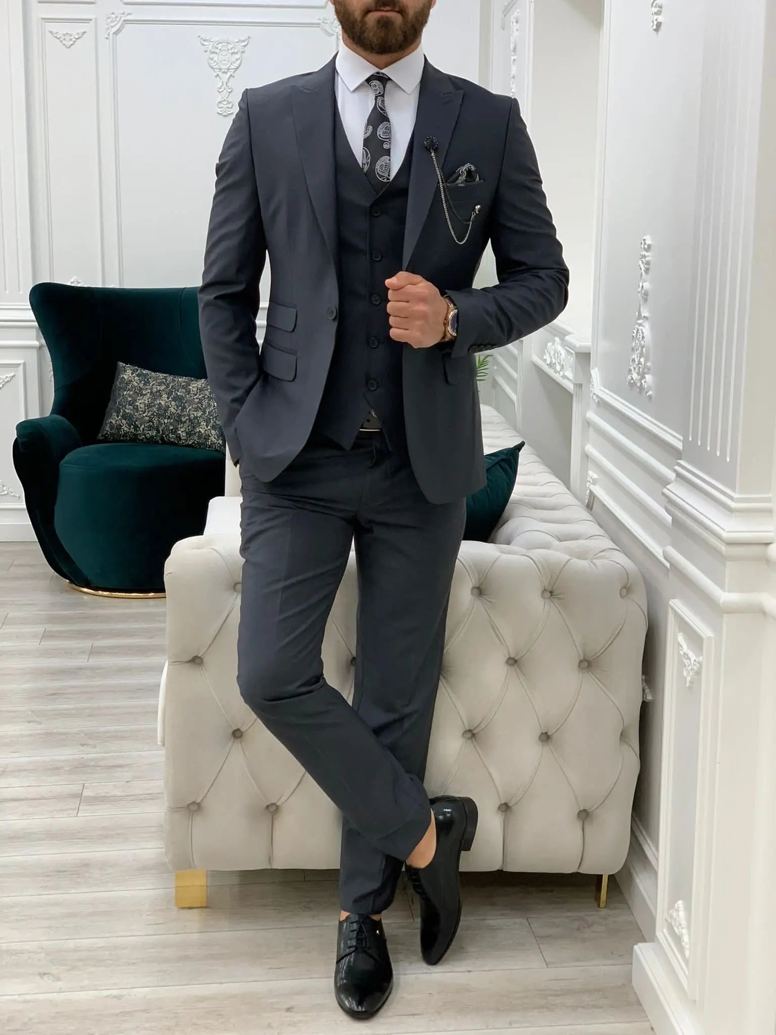Lance Gray Slim Fit Suit - The Perfect Blend of Style and Comfort BOJONI
