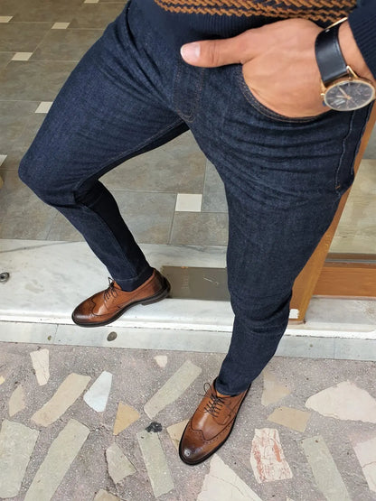 Clemson Navy Blue Slim Fit Lycra Jeans - BRABION