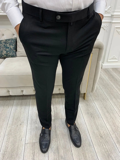 Black Italian Style Slim Fit Trousers for Every Occasion - BRABION