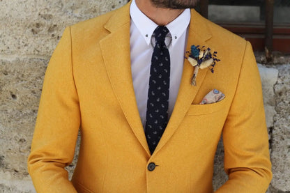 Marina Mustard Slim Fit Blazer - Elevate Your Style - BRABION