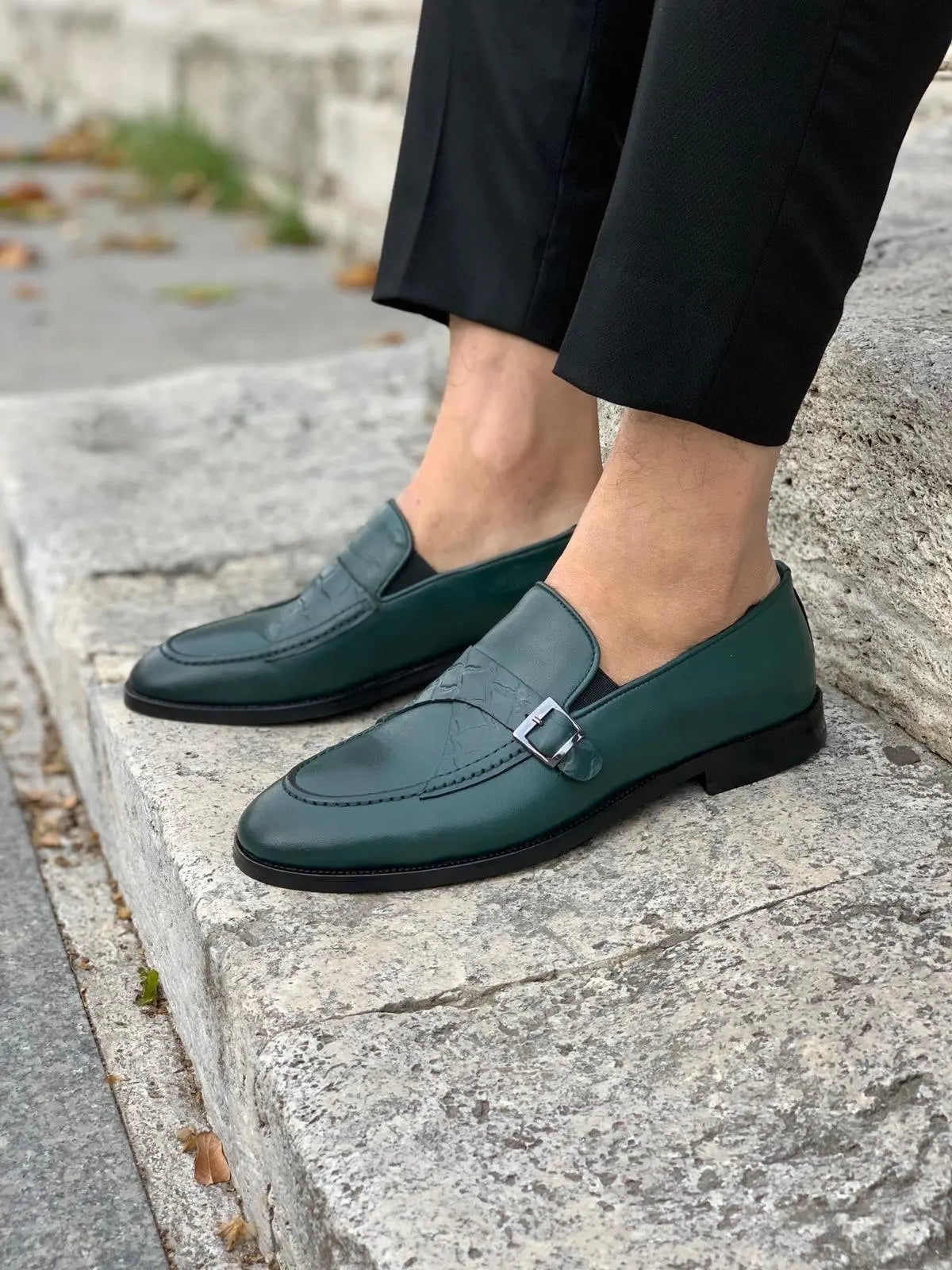 Stanoss Green Buckle Shoes - Timeless Elegance - BRABION