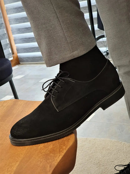 Torino Black Suede Derbys - Elegant Versatility - BRABION