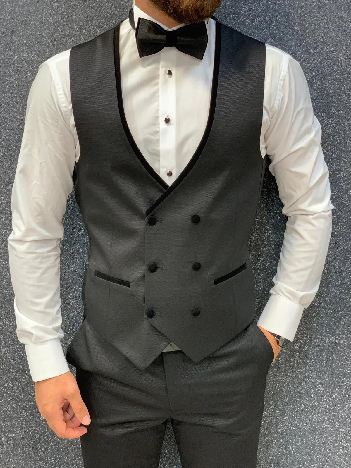 Acacia Black Slim Fit Tuxedo for Men - BRABION