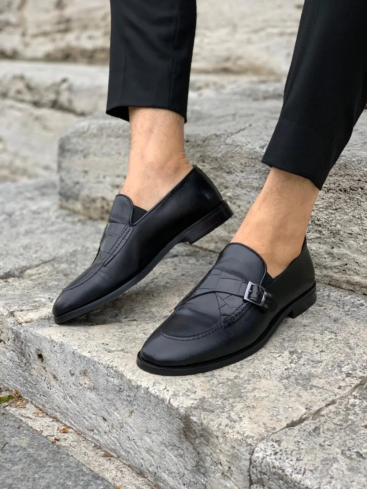 Stanoss Black Buckle Shoes - BRABION
