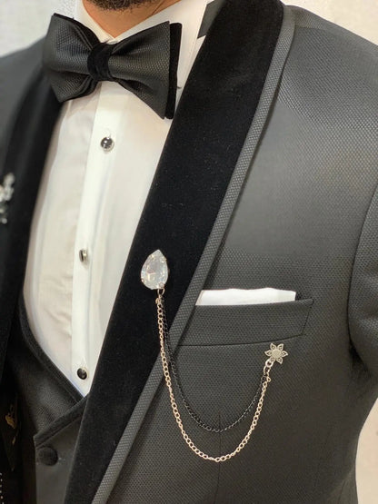 Acacia Black Slim Fit Tuxedo for Men - BRABION