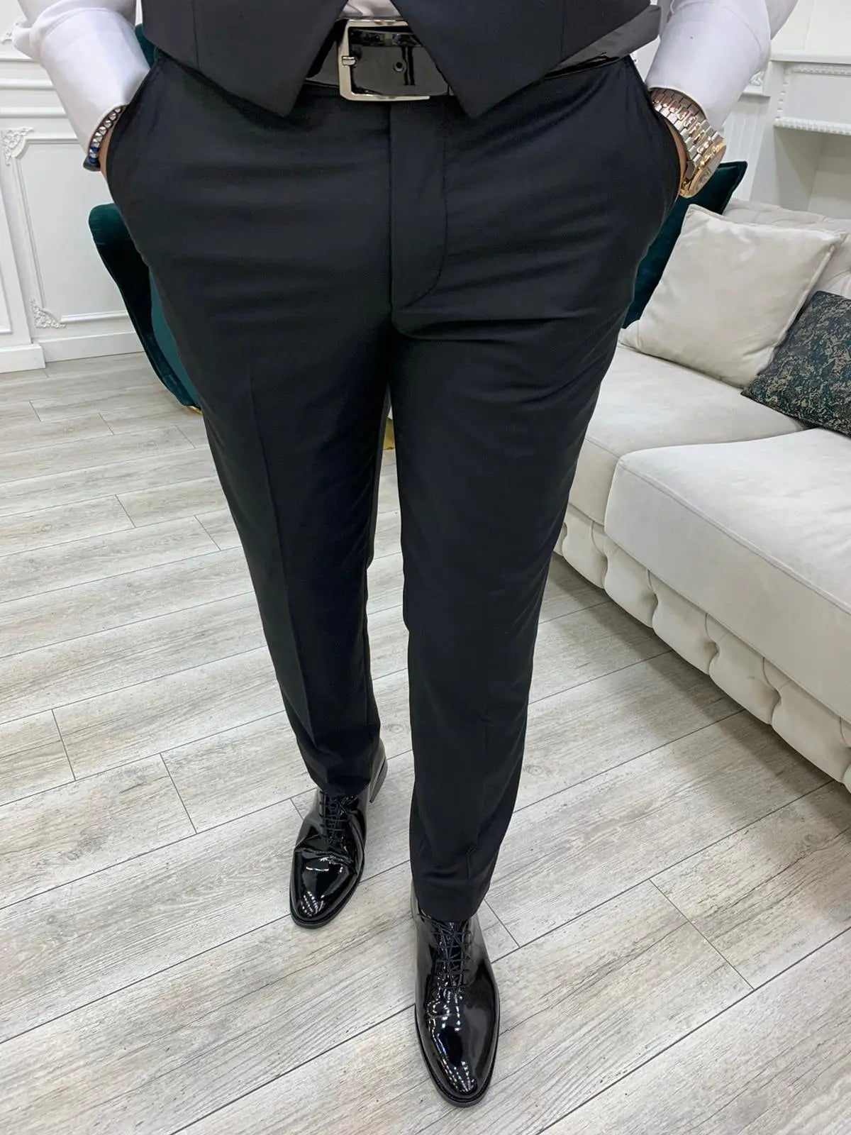 Lopez Navy Blue Slim Fit Tuxedo - BRABION