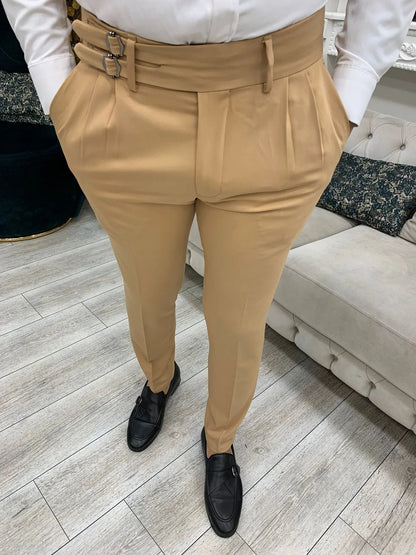 Tan Buckled Canvas Trousers for Every Occasion - BRABION