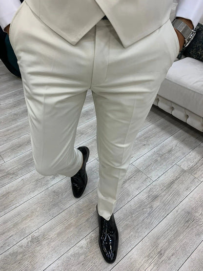 Ventura White Slim Fit Shawl Lapel Tuxedo - BRABION