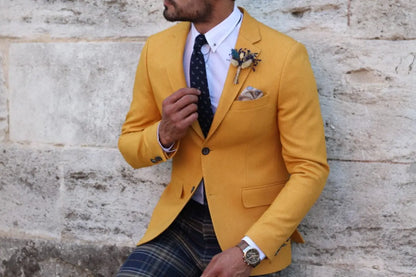 Marina Mustard Slim Fit Blazer - Elevate Your Style - BRABION