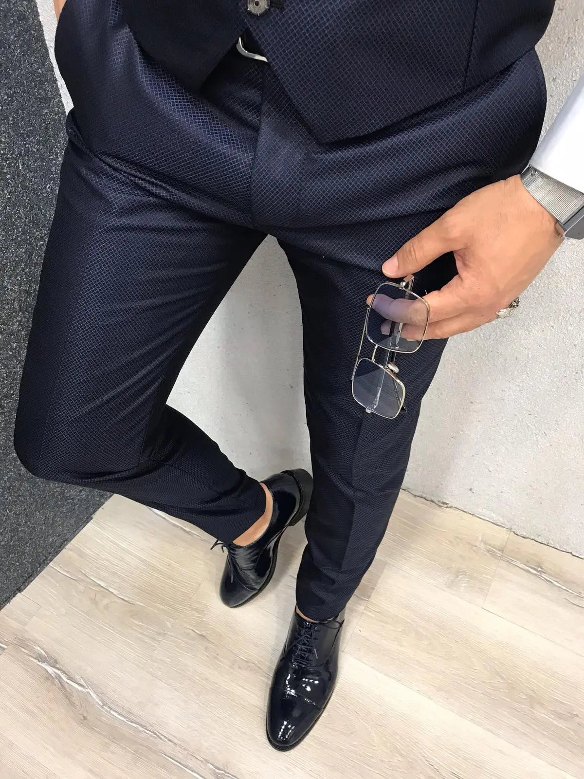 Lazio Navy Blue Slim-Fit Tuxedo - BRABION