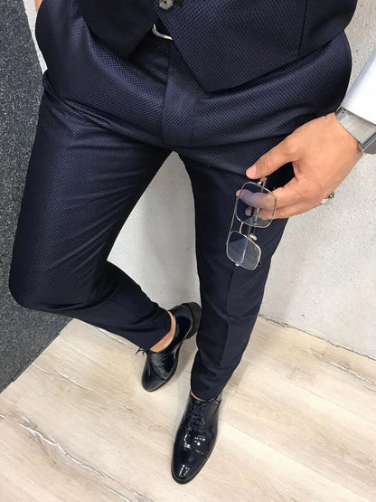 Lazio Navy Blue Slim-Fit Tuxedo - BRABION