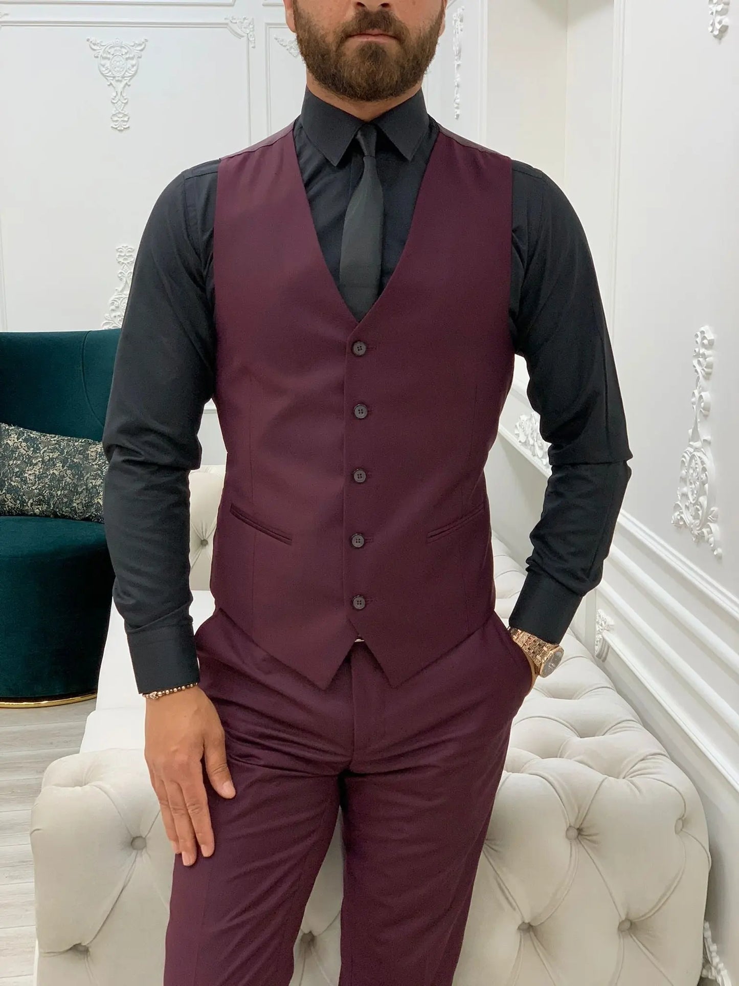 Lance Burgundy Slim Fit Suit BOJONI