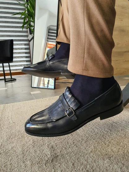 Torino Dark Blue Kilt Loafers - BRABION