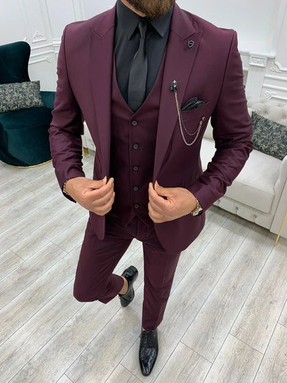 Lance Burgundy Slim Fit Suit BOJONI