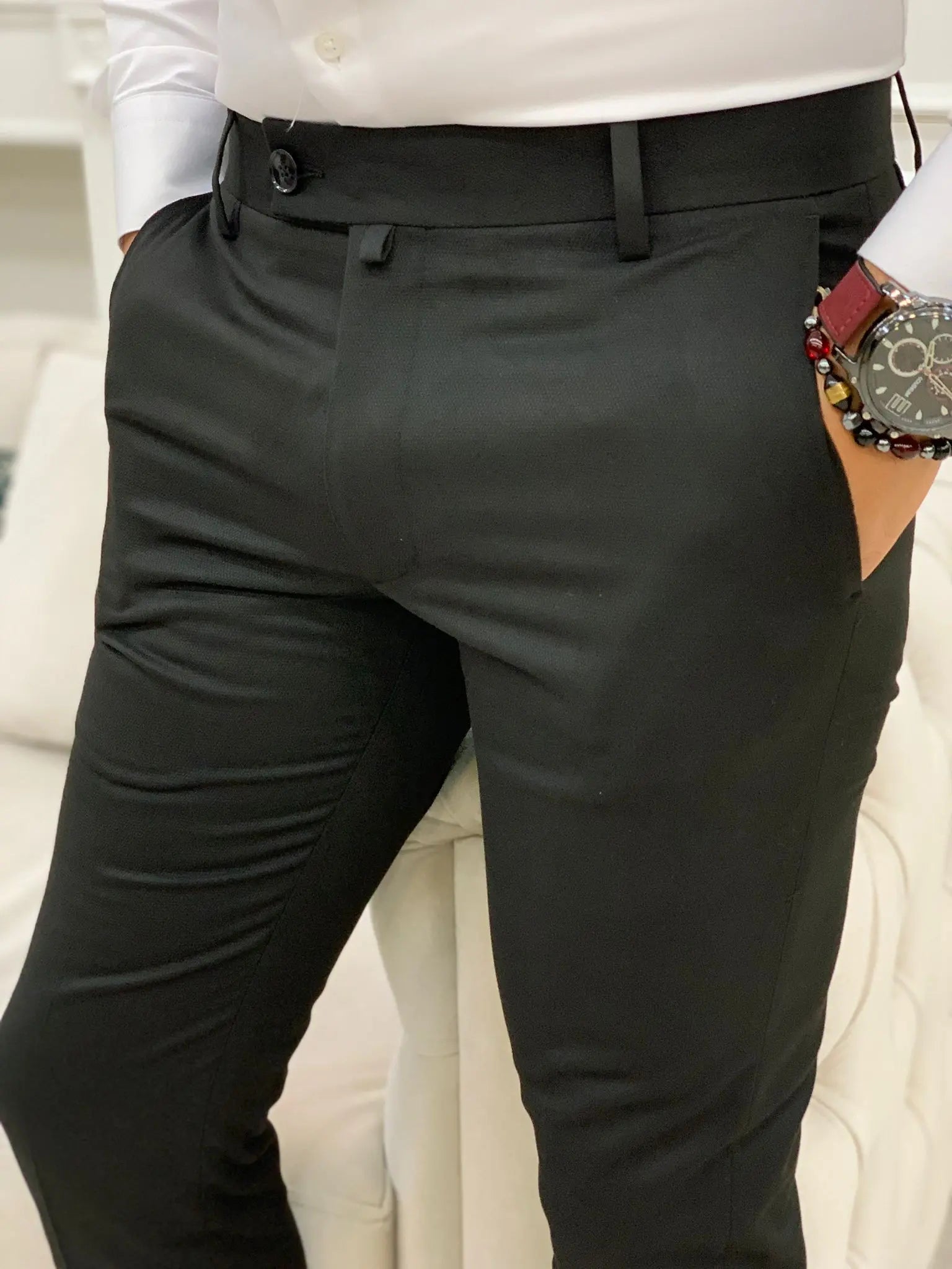 Serra Black Slim Fit Pants - BRABION