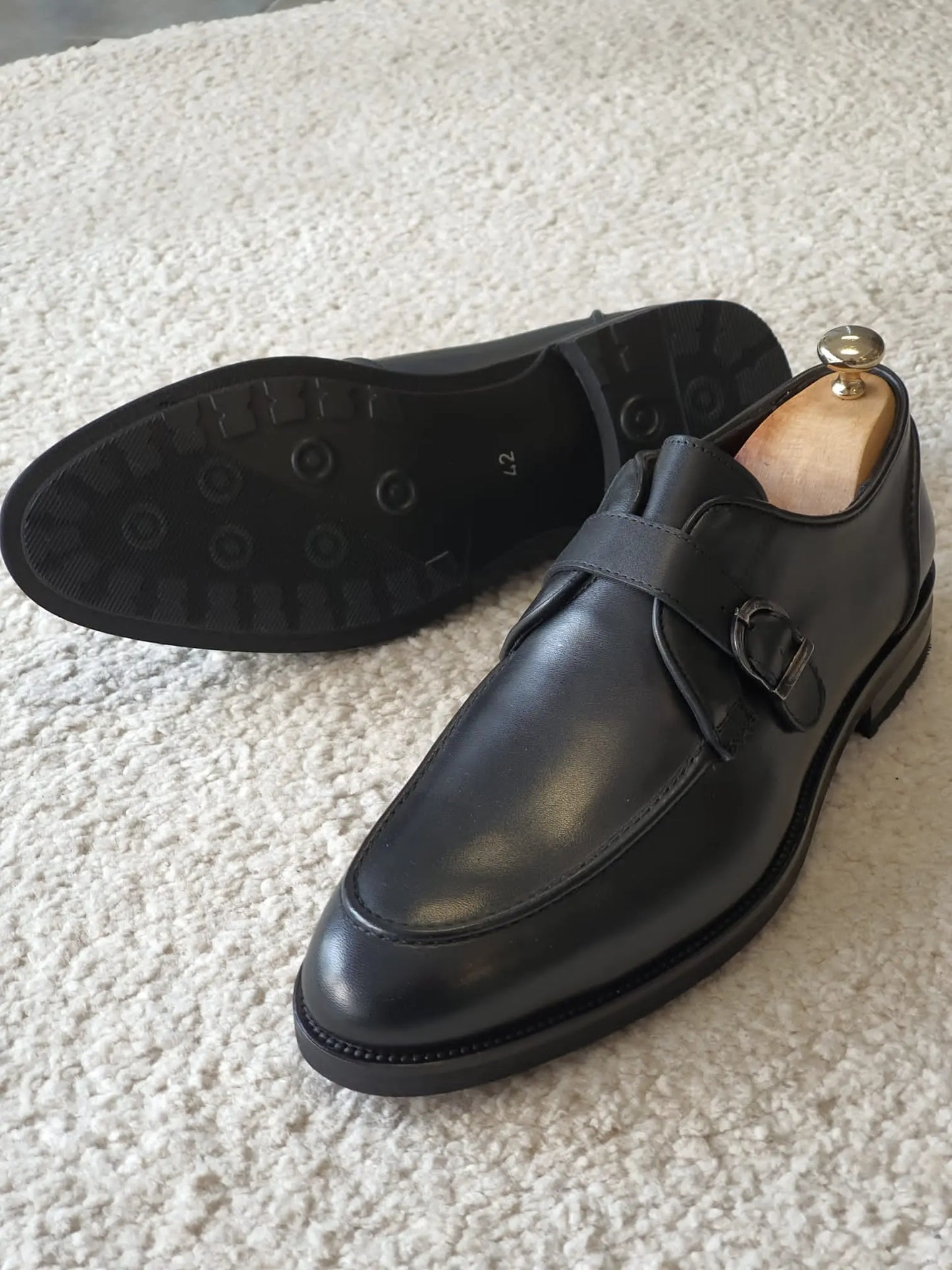Antonio Black Buckle Loafers - BRABION
