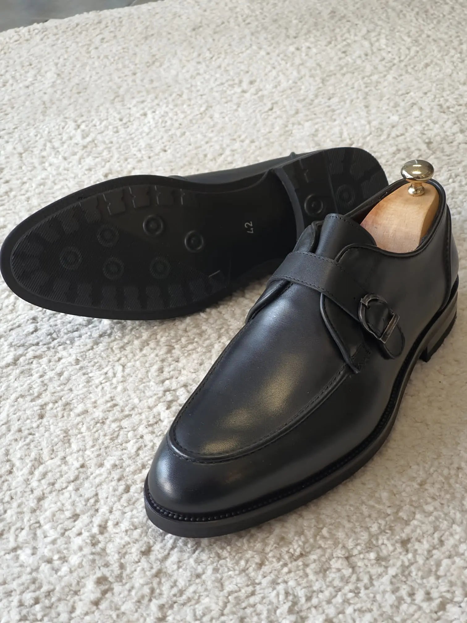 Antonio Black Buckle Loafers - BRABION