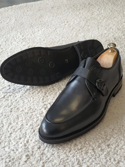 Antonio Black Buckle Loafers - BRABION