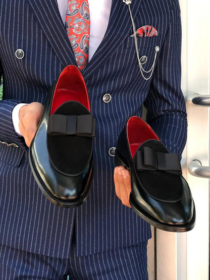 Polished Leather Sardinelli Loafers with Silk Bow - BRABION