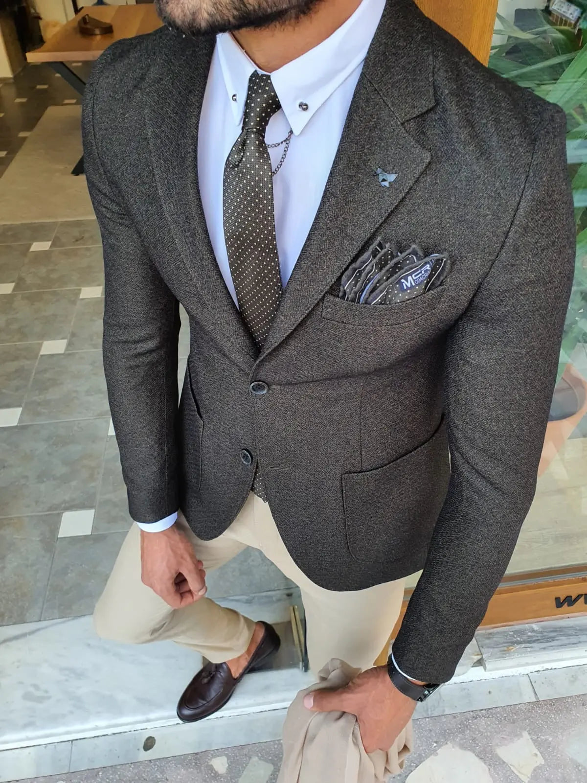 Henderson Khaki Slim Fit Blazer - BRABION