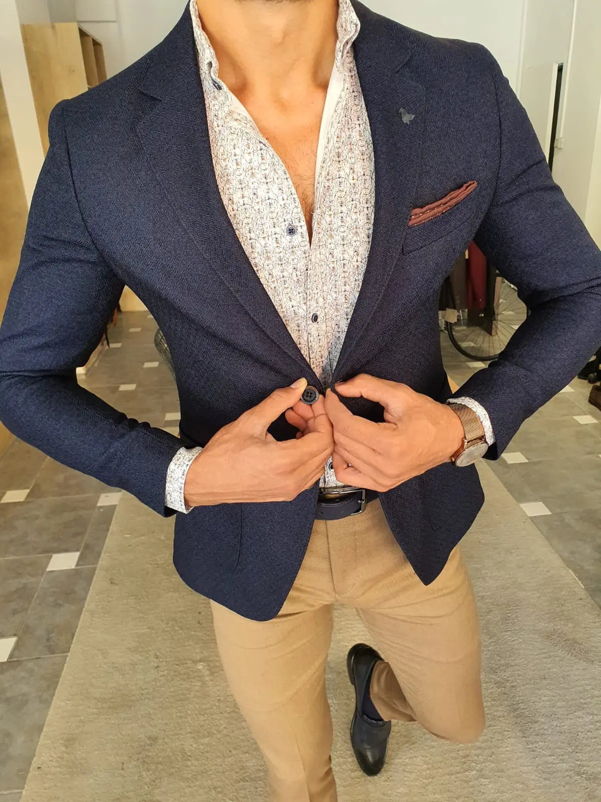 Torino Navy Blue Slim Fit Blazer: The Ultimate Versatile Jacket - BRABION