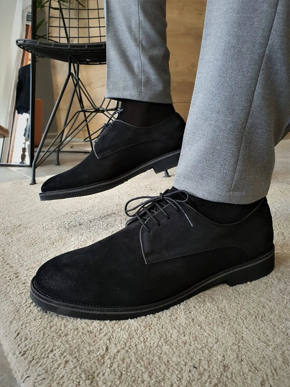 Torino Black Suede Derbys - Elegant Versatility - BRABION