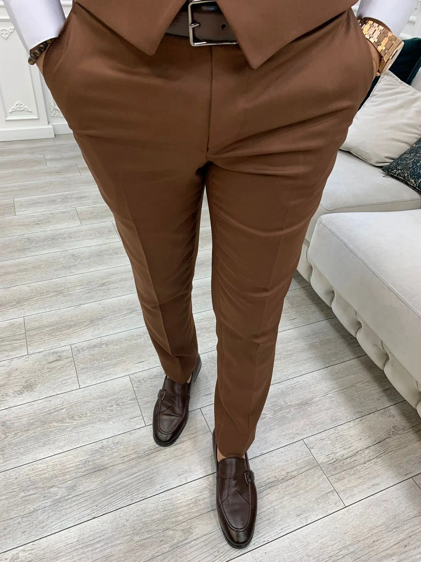 Stefano Tile Slim Fit Suit - Elegant Three-Piece Ensemble brabion