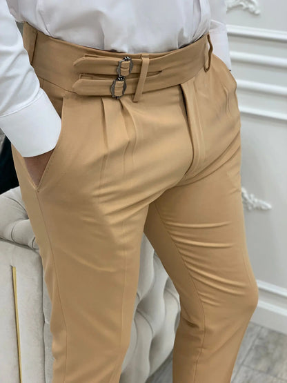 Tan Buckled Canvas Trousers for Every Occasion - BRABION
