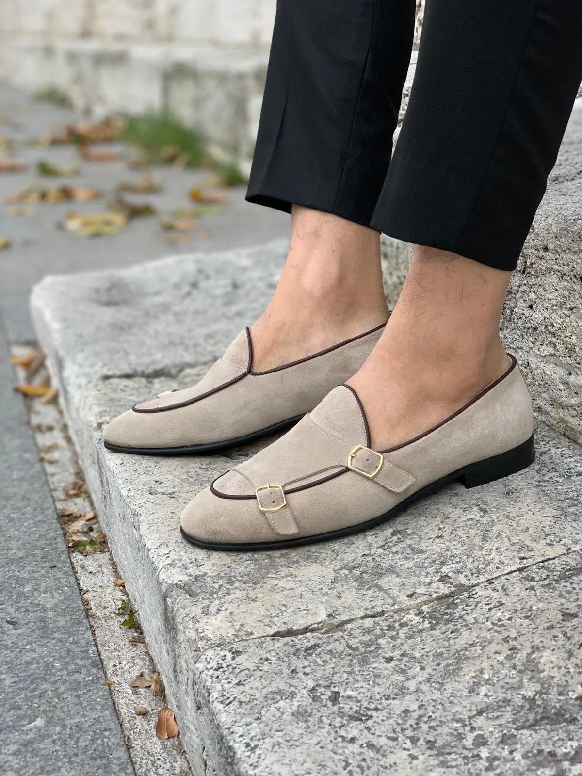 Stanoss Cream Buckle Shoes for Men - BRABION