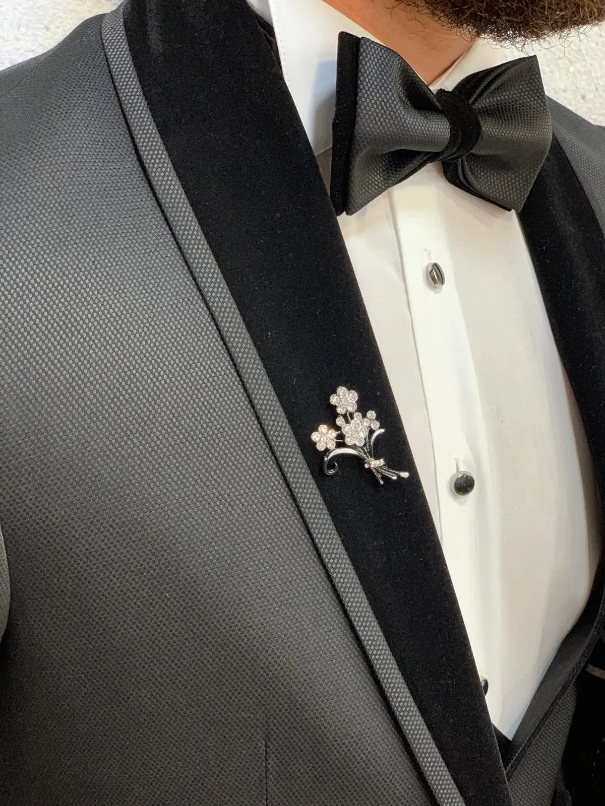 Acacia Black Slim Fit Tuxedo for Men - BRABION