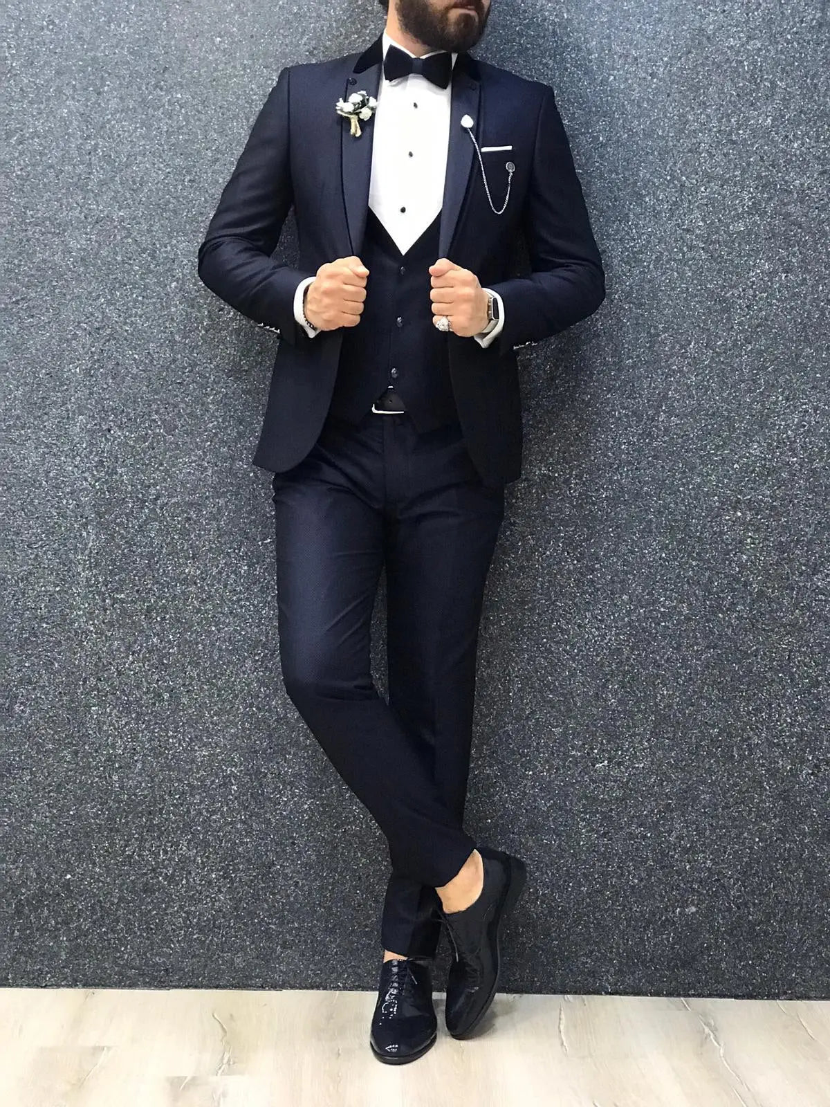 Lazio Navy Blue Slim-Fit Tuxedo - BRABION