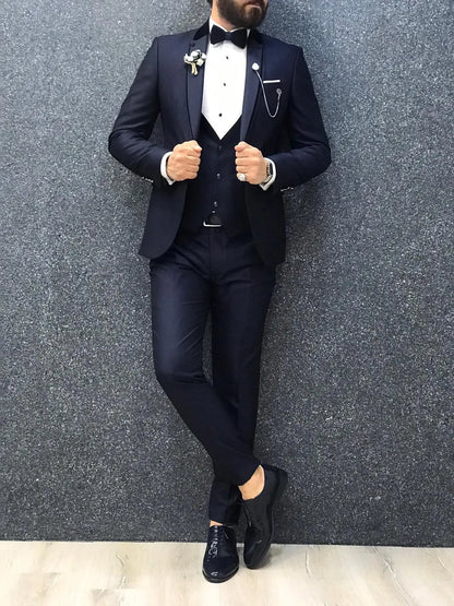 Lazio Navy Blue Slim-Fit Tuxedo - BRABION