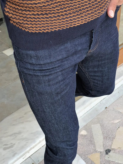 Clemson Navy Blue Slim Fit Lycra Jeans - BRABION