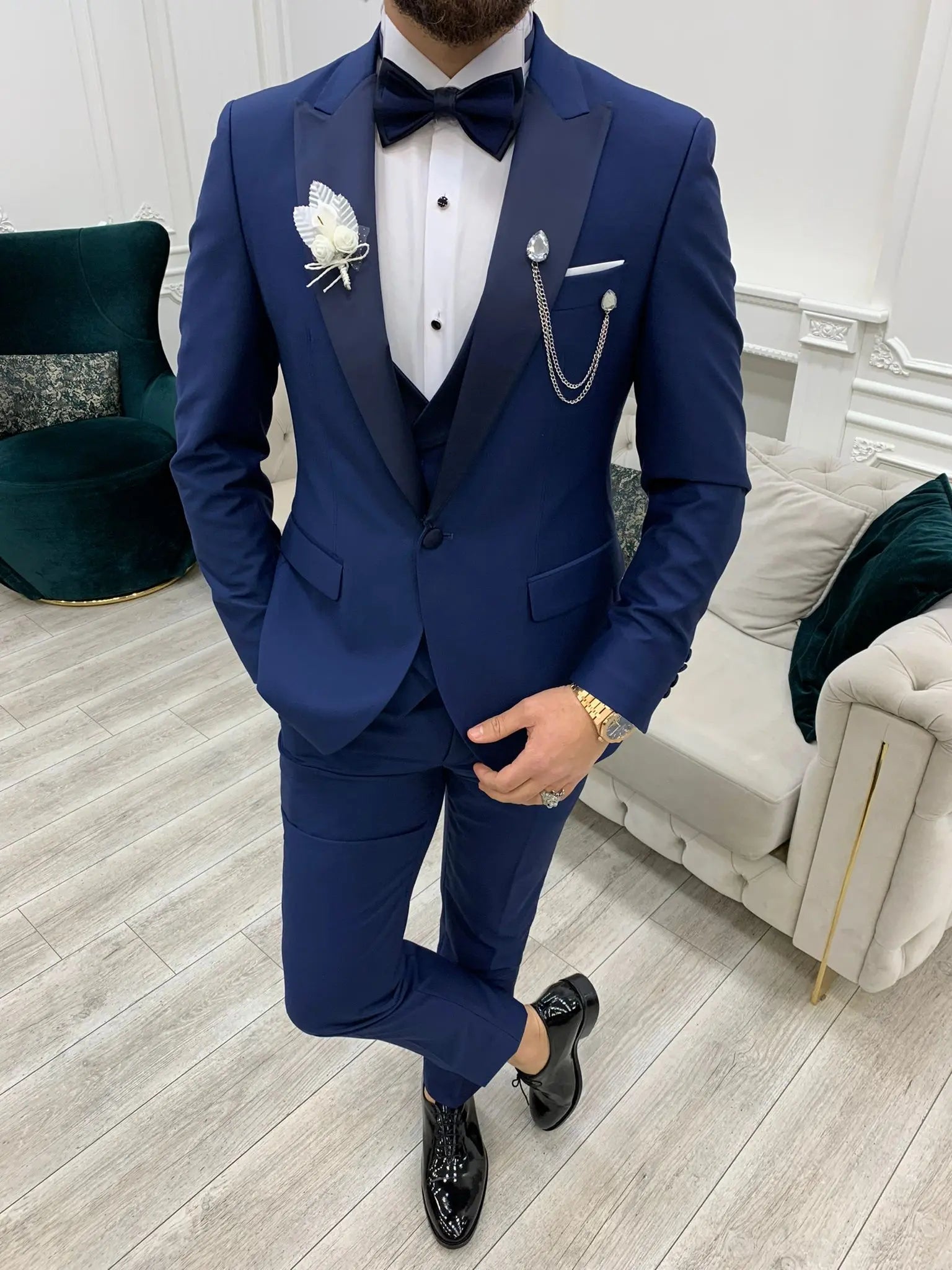 Perris Indigo Slim Fit Tuxedo - The Ultimate Formalwear Statement - BRABION