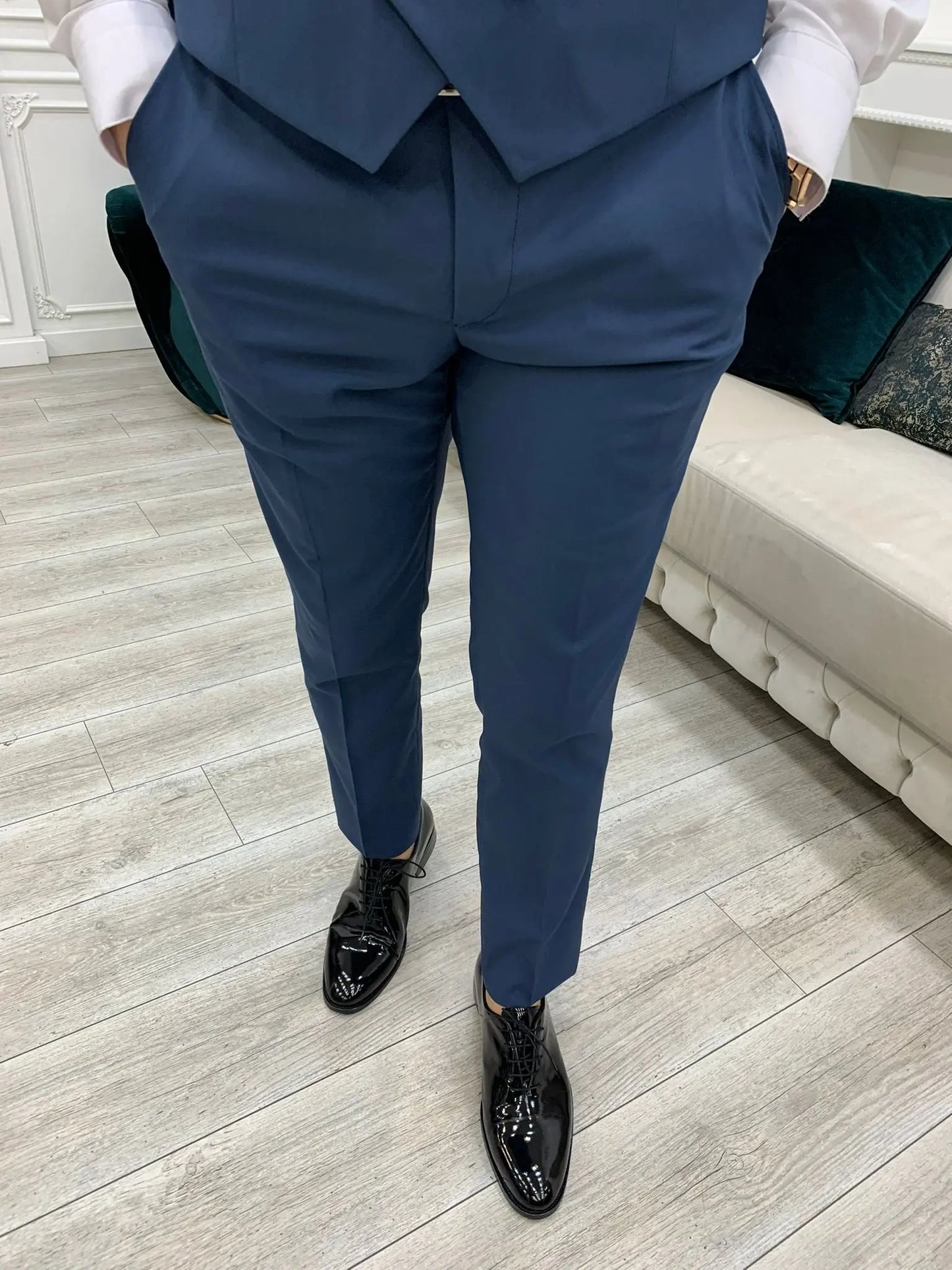 Perris Light Blue Slim Fit Tuxedo: Elevate Your Formal Style - BRABION