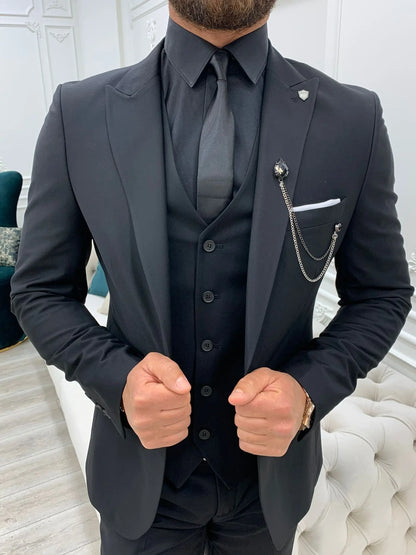 Lance Black Slim Fit Suit - Versatile Three-Piece Ensemble for Any Occasion BOJONI