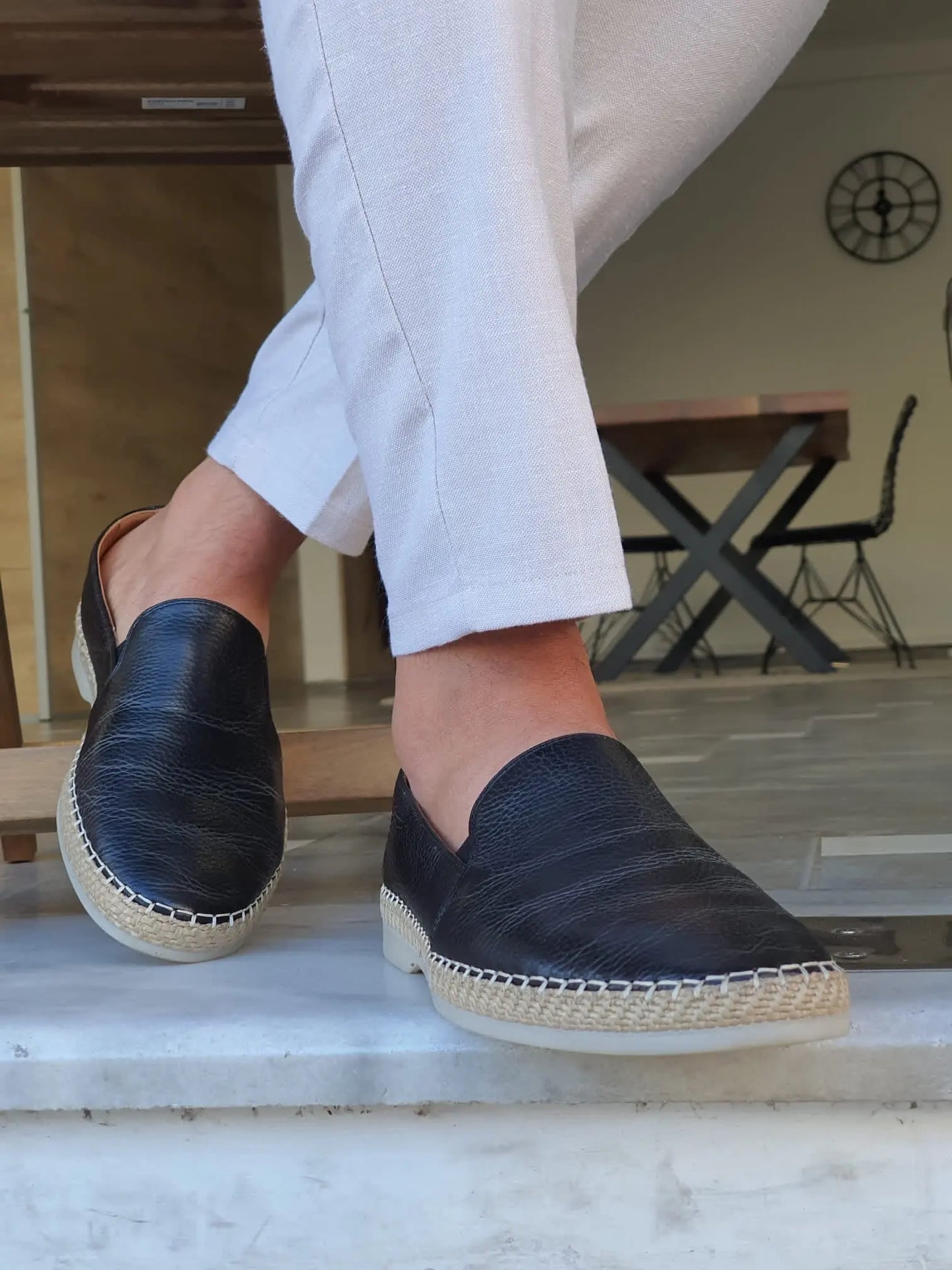 Stefano Black Slip-On Loafers - Elegant Leather Footwear - BRABION