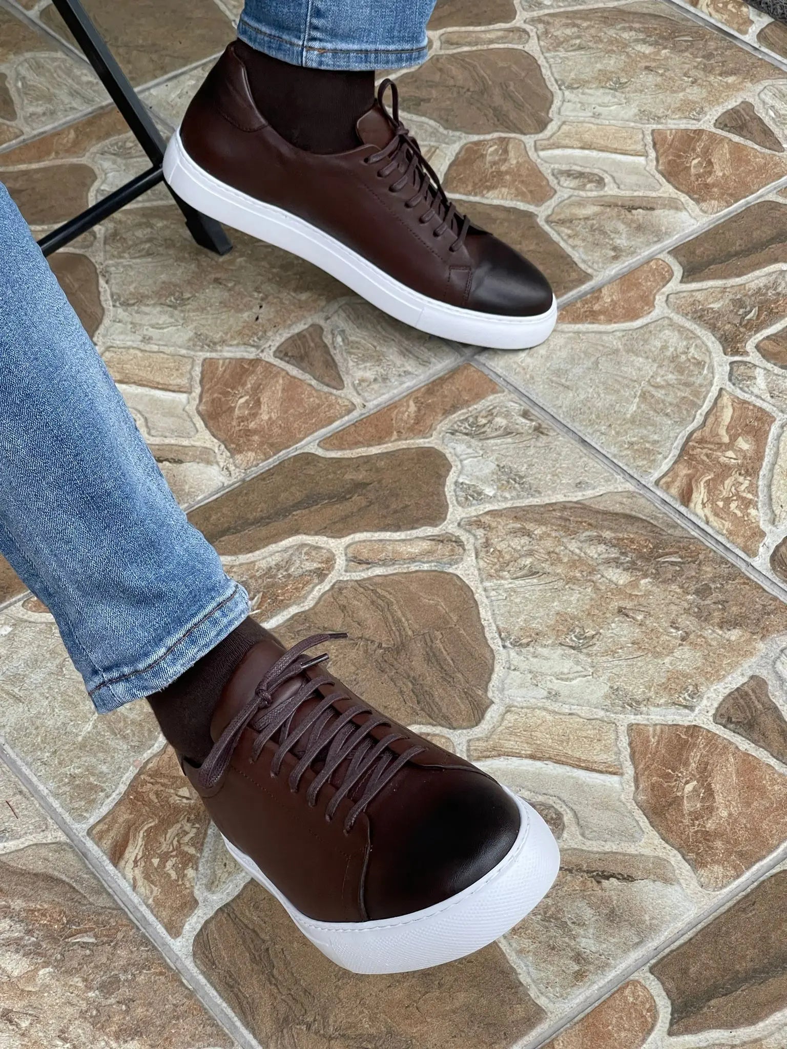 Martin Brown Lace-Up Mid-Top Sneakers for Elegant Comfort - BRABION