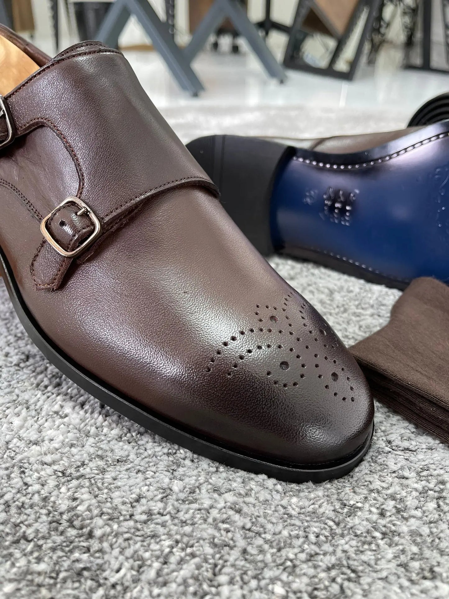 Remy Brown Double Monk Straps - Elegant Leather Shoes for Every Occasion - BRABION