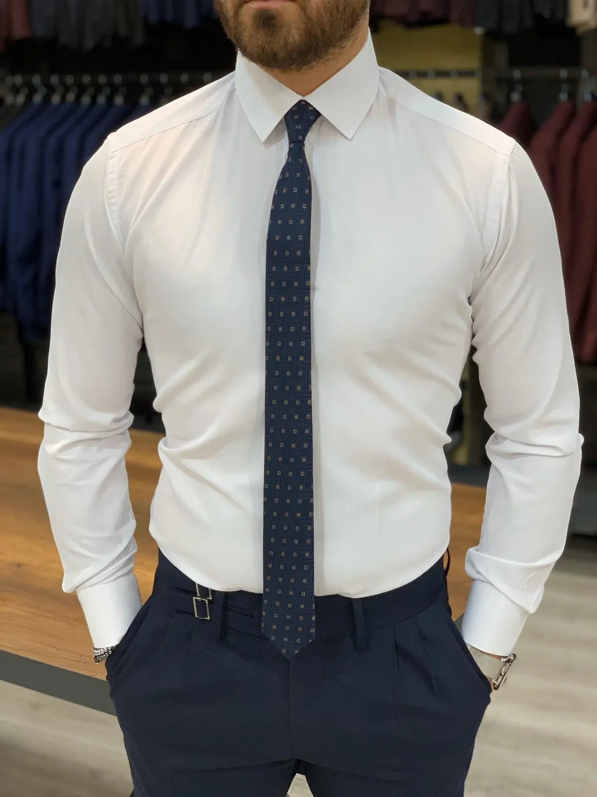 Jake White Slim Fit Shirt - Elevate Your Wardrobe - BRABION