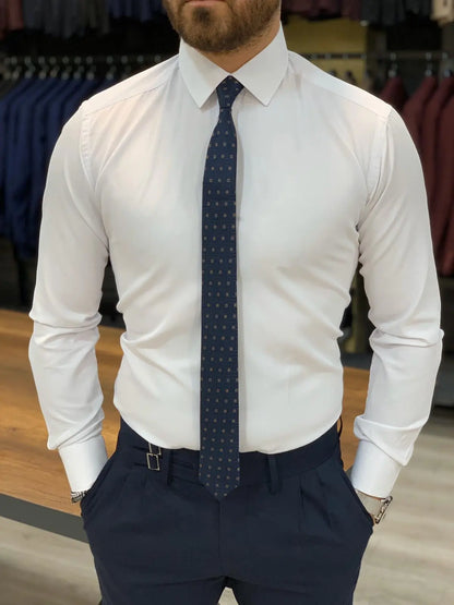 Jake White Slim Fit Shirt - Elevate Your Wardrobe - BRABION
