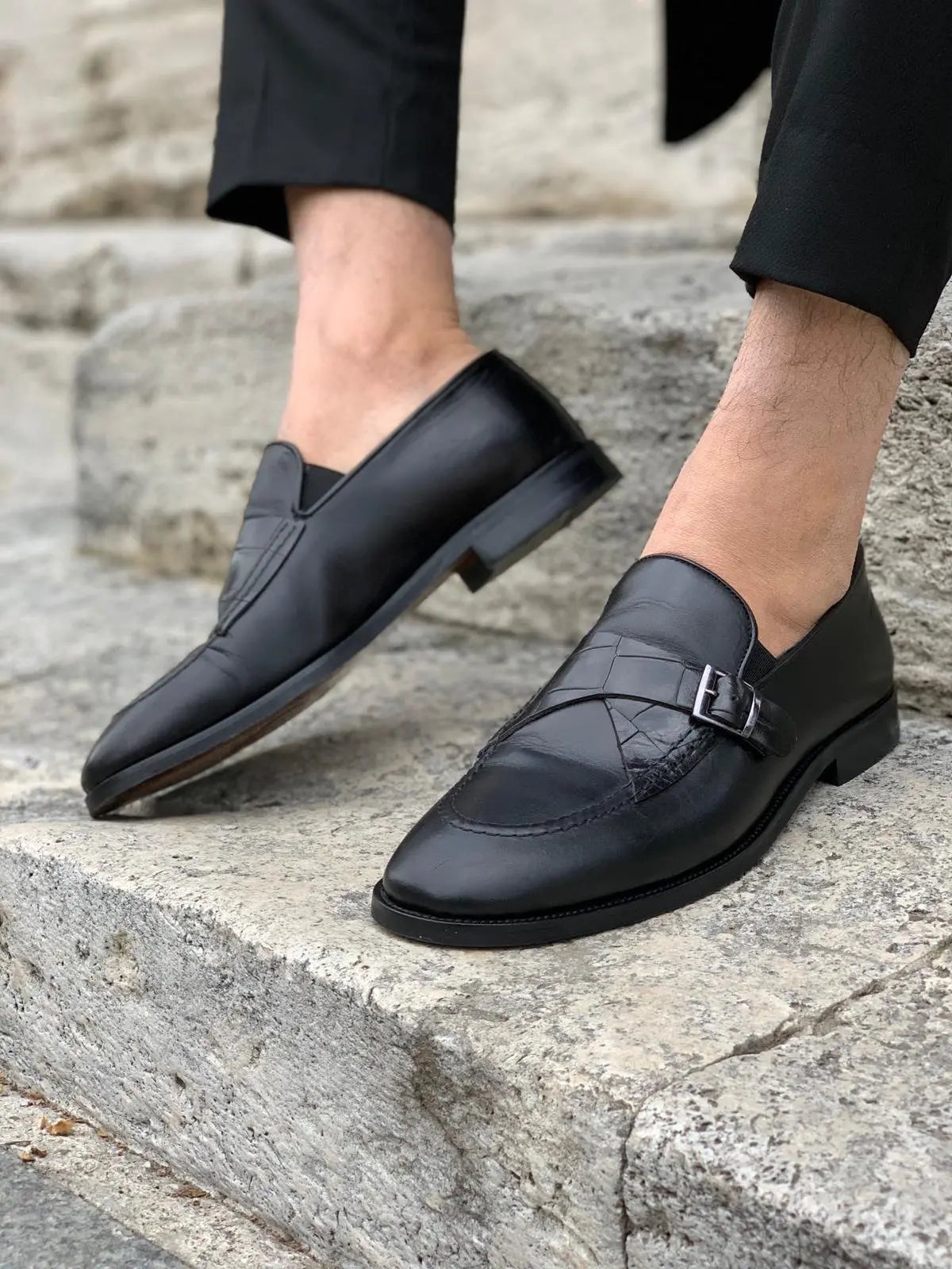Stanoss Black Buckle Shoes - BRABION