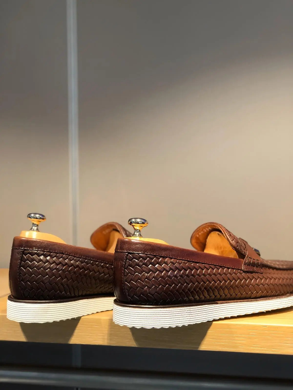 Odessa Brown Woven Leather Tassel Loafer - BRABION