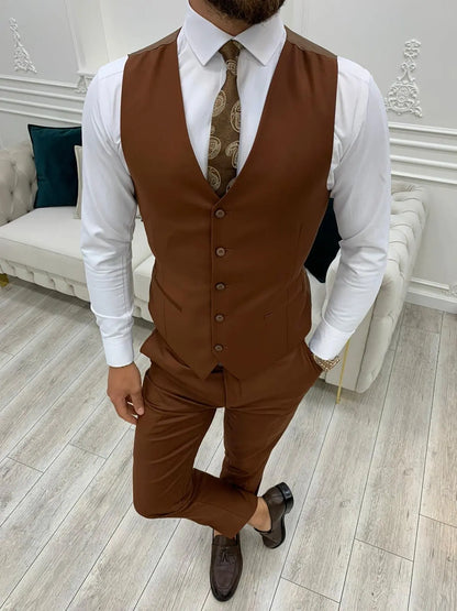 Lance Brown Slim Fit Three-Piece Suit BOJONI