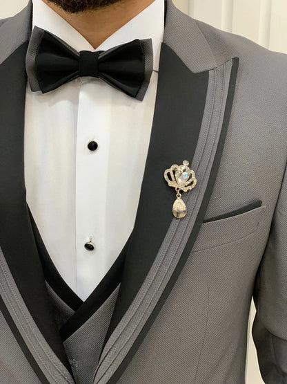 Glendale Gray Slim Fit Peak Lapel Tuxedo - BRABION