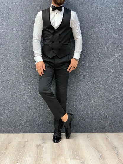 Acacia Black Slim Fit Tuxedo for Men - BRABION