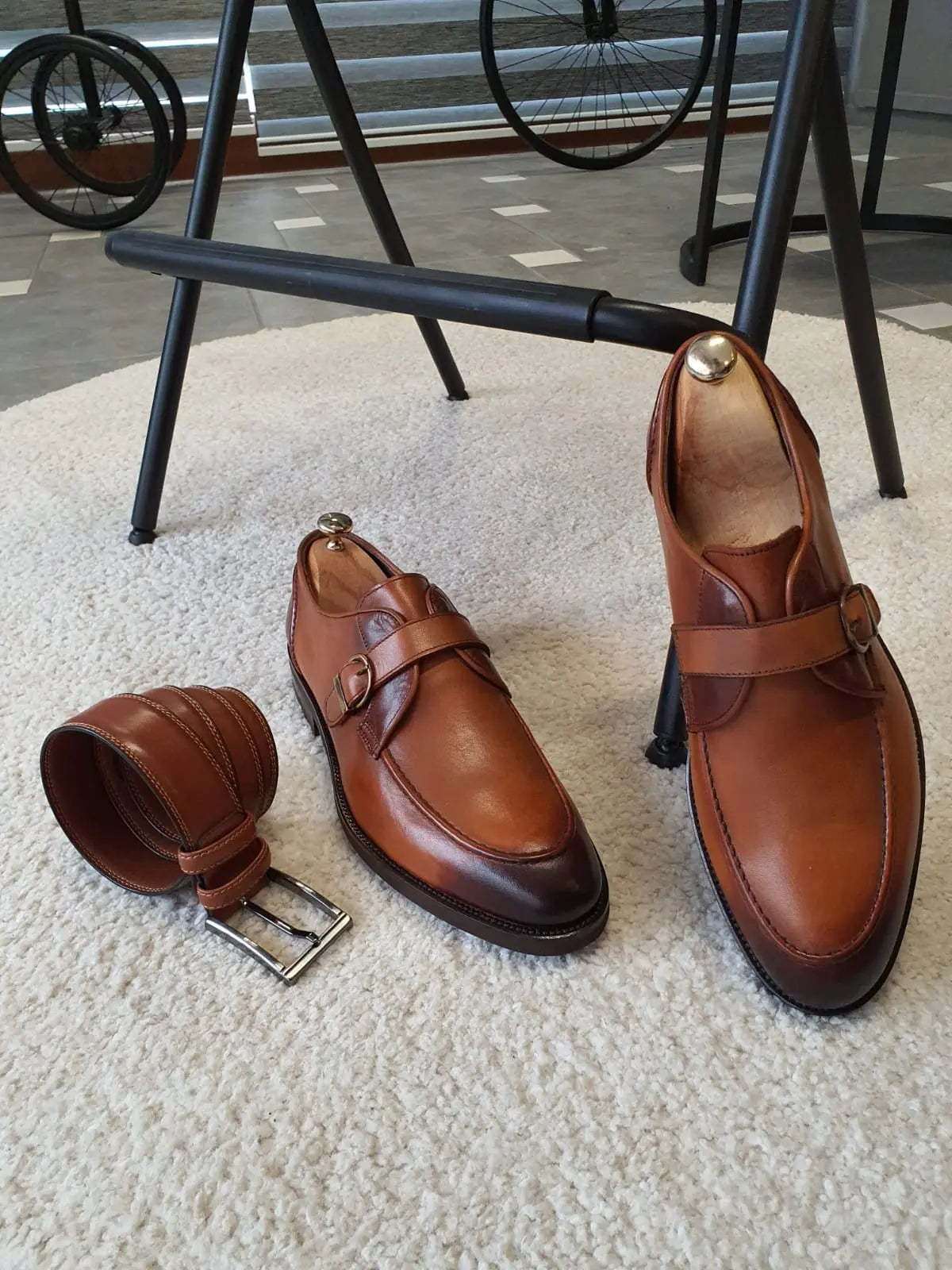Antonio Tan Buckle Loafers - Premium Leather Comfort - BRABION