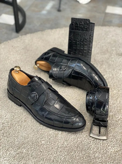 Louise Black Buckle Loafers - Elegant Leather Shoes for Every Occasion - BRABION
