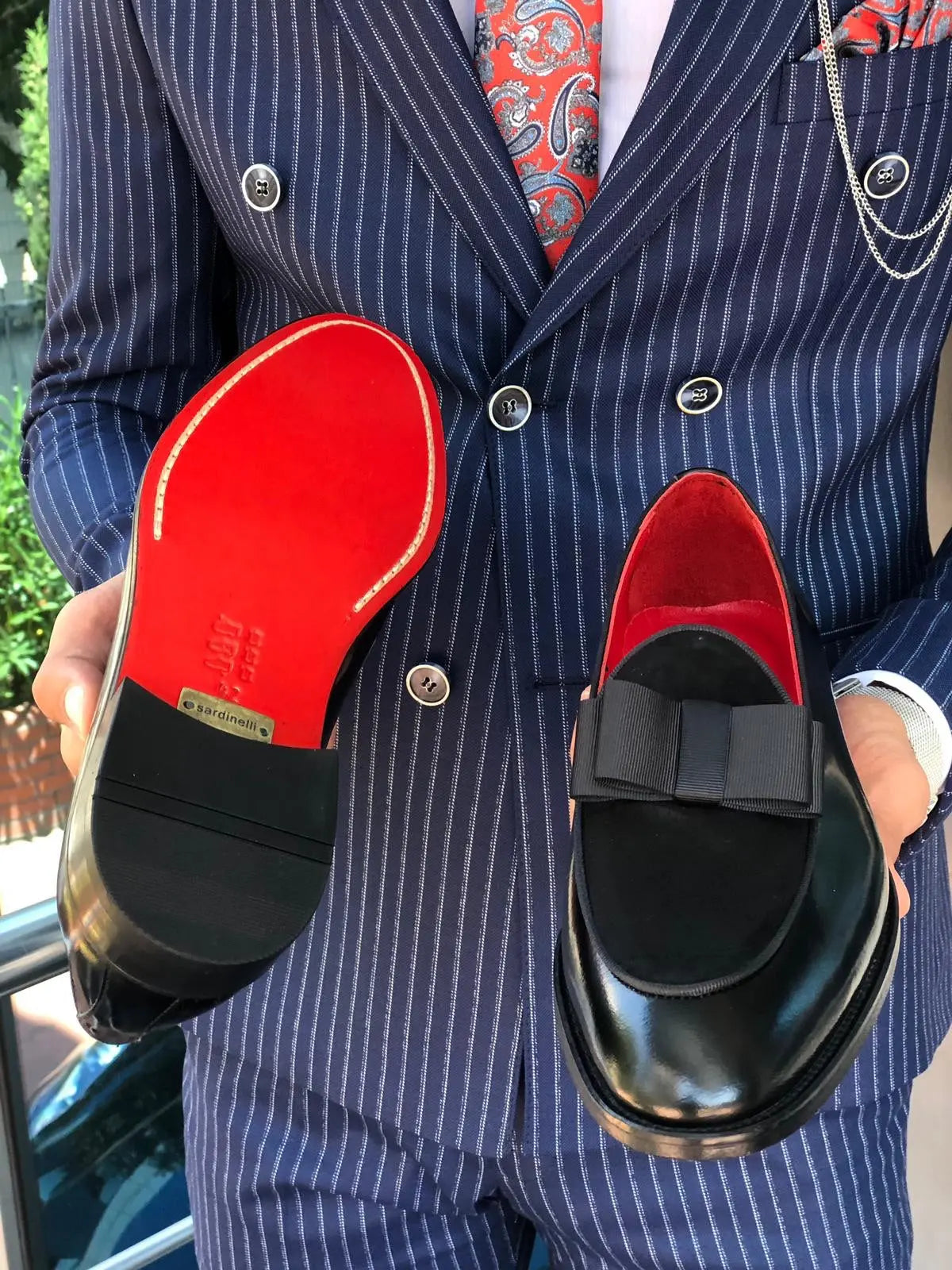 Polished Leather Sardinelli Loafers with Silk Bow - BRABION