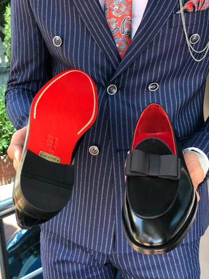 Polished Leather Sardinelli Loafers with Silk Bow - BRABION